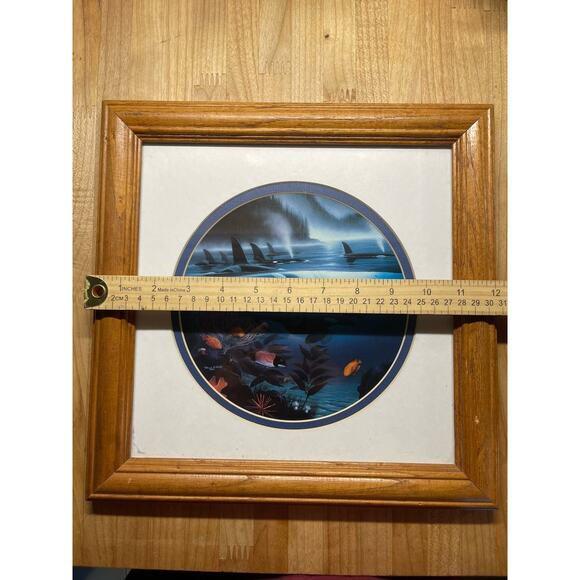 Wyland Print Orca Journey 1990 12x12 Wood Frame Stunning Y2K - Picture 6 of 7